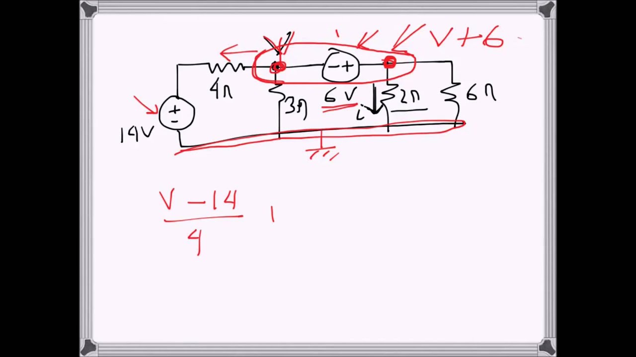 Electrical Engg CKT solving using node voltage method (problem example