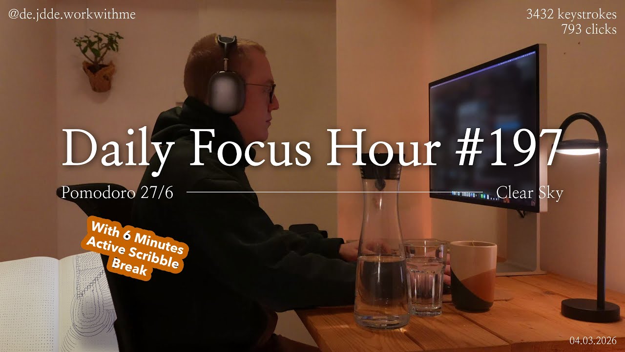 Daily Focus Hour | 2026-03-04T05:52:28 | Work With Me |Pomodoro 27/6| Morning Birds🌅 +Typing&Timer