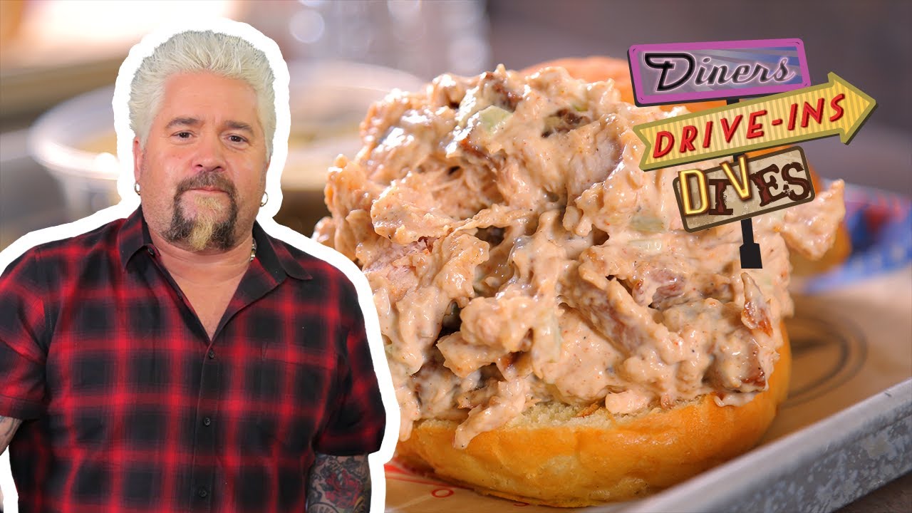 Guy Fieri Eats a Smoked Chicken Salad Sandwich | Diners, Drive-Ins and Dives | Food Network