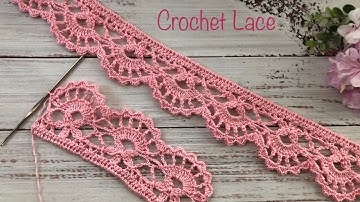 Crochet Lace Edging, Crochet Trim with Flowers and Fans, Crochet Video Tutorial