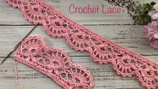 Crochet Lace Edging, Crochet Trim with Flowers and Fans, Crochet Video Tutorial