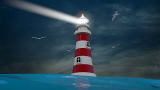 Море, маяк, чайки. 3D футаж бесплатно. Sea, lighthouse, seagulls. 3D footage for free