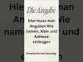 "Learn German: How to fill in personal details."