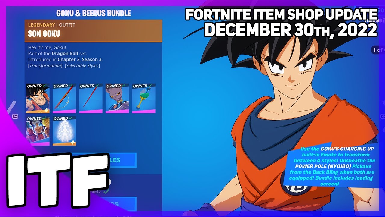 Fortnite Item Shop DRAGON BALL IS BACK! [December 30th, 2022] (Fortnite Battle Royale)