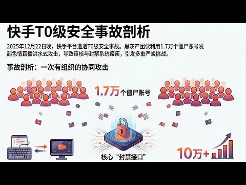 快手突变“快播”？深扒12.22直播涉黄T0级事故：黑产疯狂报复与安全防线溃败 #快手 #直播涉黄 #黑产攻击 #T0级事故 #网络安全 #快手12.22事件