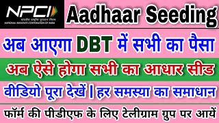 Aadhar Bank Account seeded Process DBT Payment की समस्या का समाधान kaise kare aadhar seed NPCI