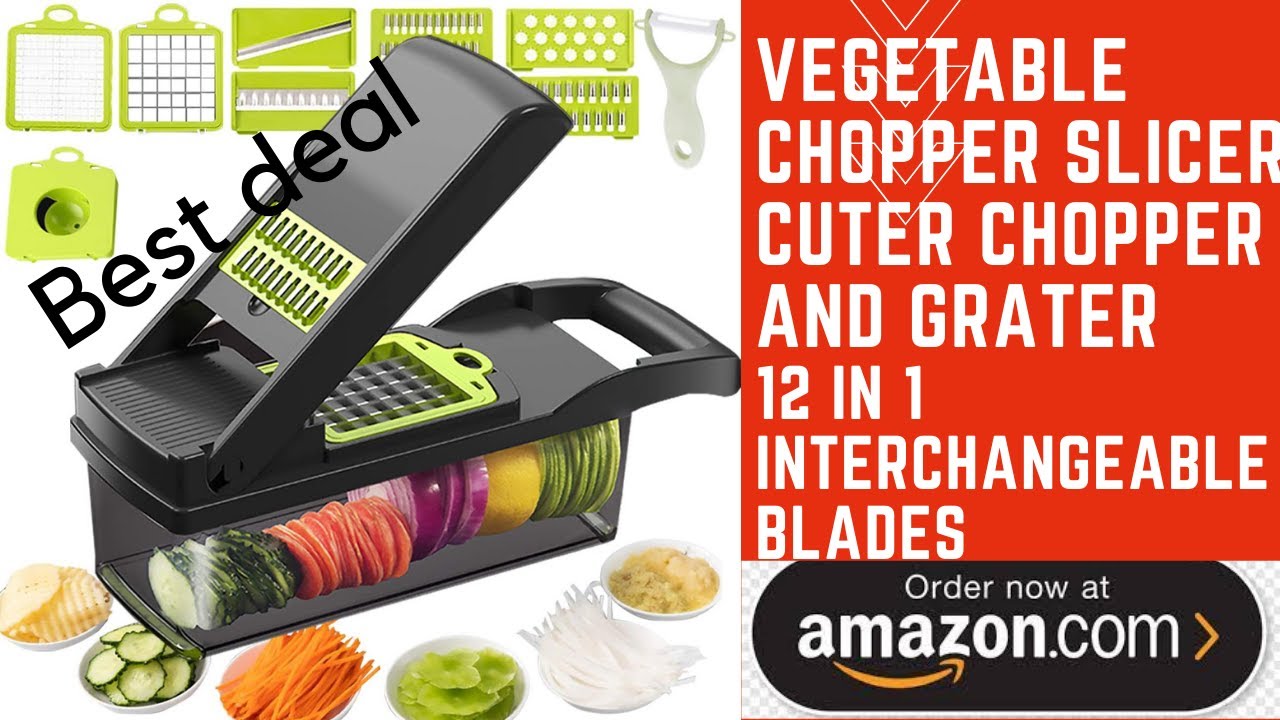 Vegetable Chopper Slicer Cutter Chopper and Grater 12 in 1 Interchangeable  Blades