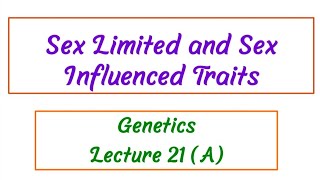 Sex Limited and Sex Influenced Traits / Genetics / Lecture 21 (A)