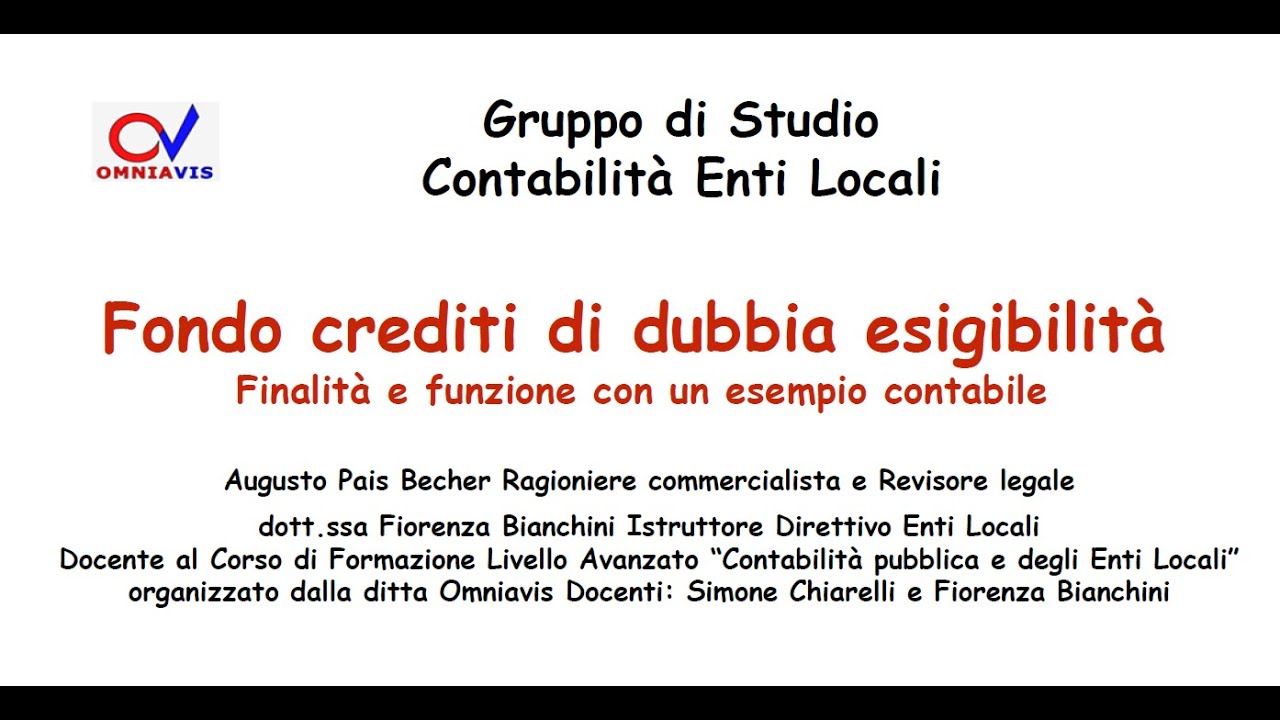 Fondo crediti di dubbia esigibilità - FCDE - approfondimento di Pais Becher (3/5/2023)