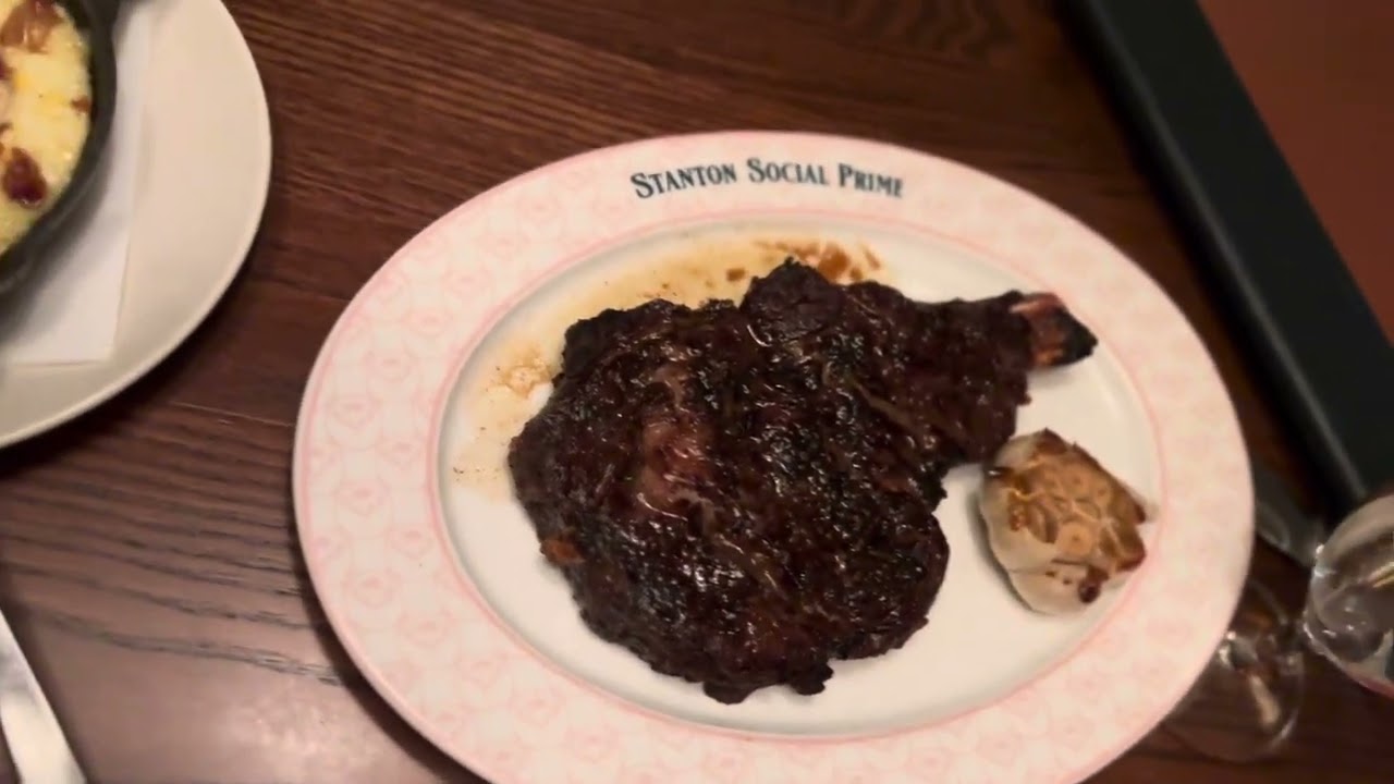 Stanton Social Prime 24 oz Dry-Aged Bone-In Ribeye with Loaded Purée Gluten Free Charred pink middle