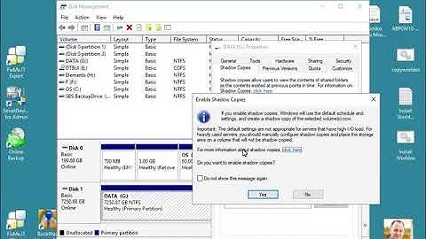 Enable Shadow Copies / Previous Versions Server 2019 - Protect Your Files