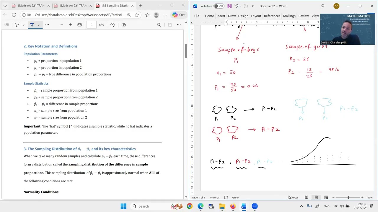 5.6 A Sampling Distributions for difference in sample proportions