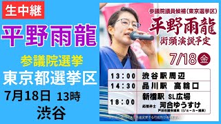 ① #平野雨龍 渋谷 7月18日 13時 東京都選挙区 参議院選挙