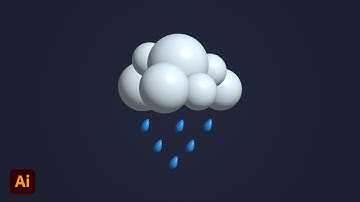 3D Cloud With Rain Design in Adobe Illustrator cc 2025 | Tutorial