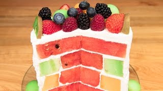 Triple Melon Cake (Watermelon Cake, Honeydew Cake, Cantaloupe Cake) - No Bake