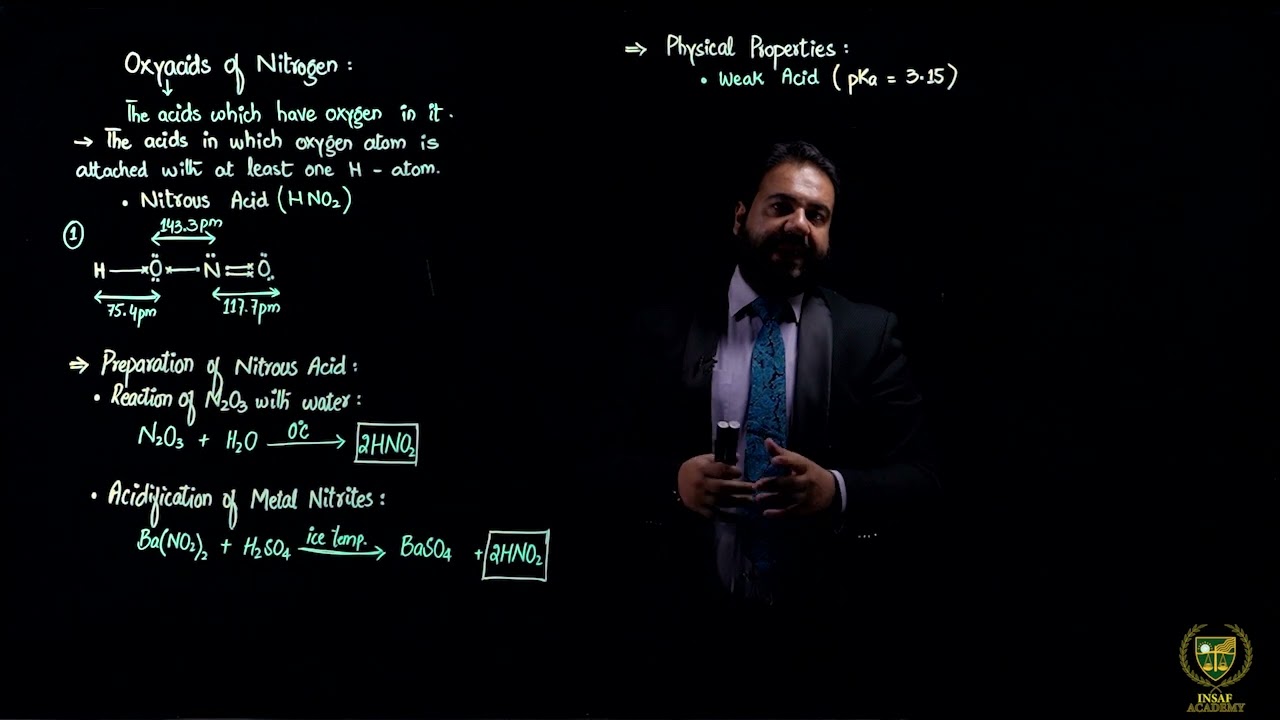 Preparation, Physical Properties and Reactions of Nitrous Acid | 12th chemistry | Chp 04 |