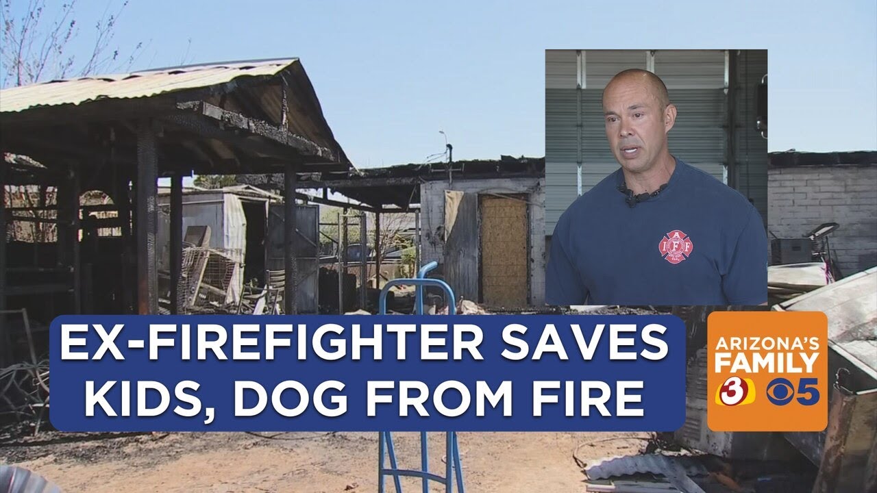 Retired firefighter saves kids, dogs from Phoenix fire - YouTube