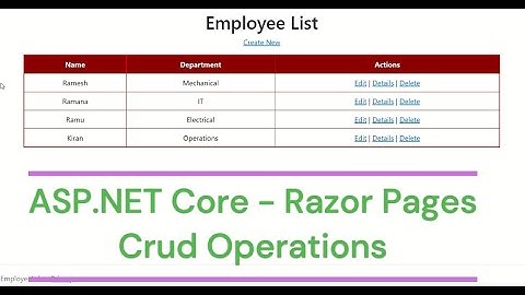 ASP.NET Core CRUD Operations || Razor Pages