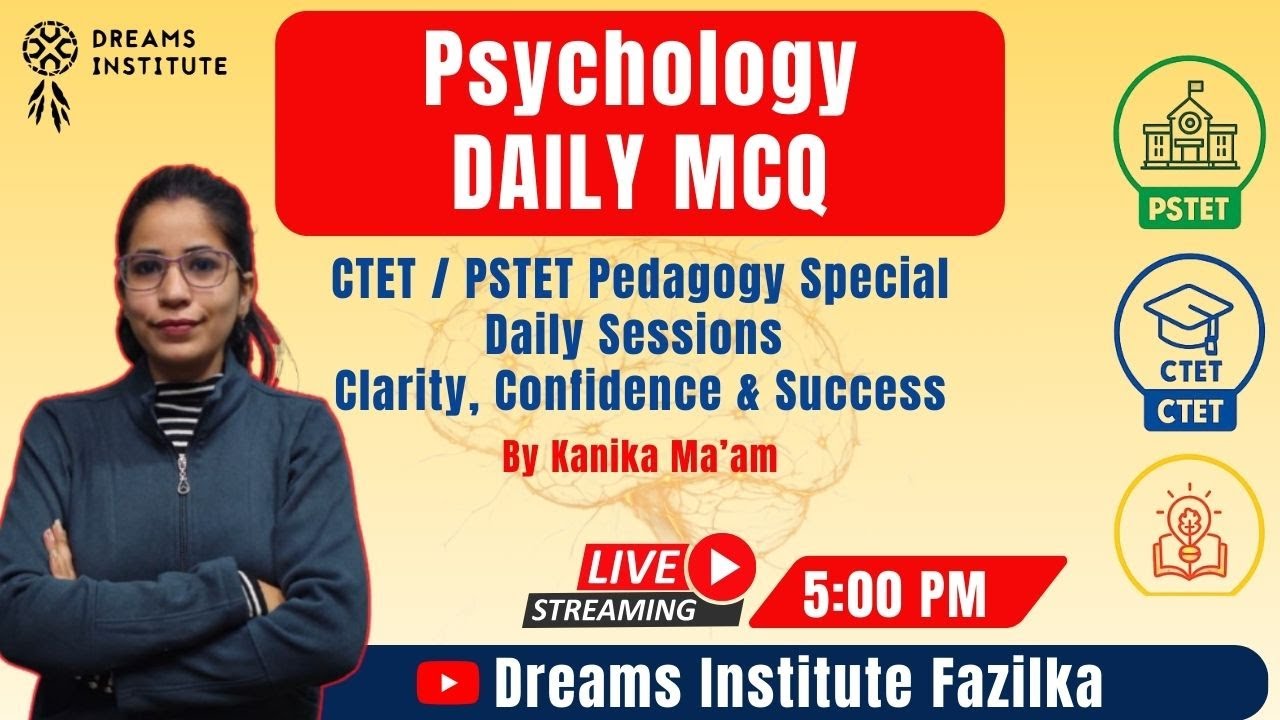 DAY-143 | Daily MCQs | PSTET DEC 2025 | 05:00PM। KANIKA MAM | WITH DREAMS INSTITUTE