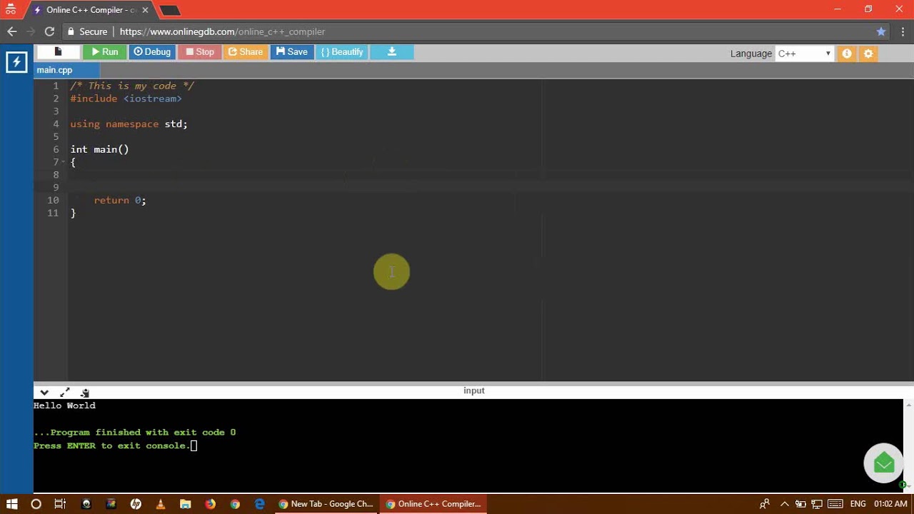 C++ Online Editor and Compiler | Easy C++ Tutorials - YouTube