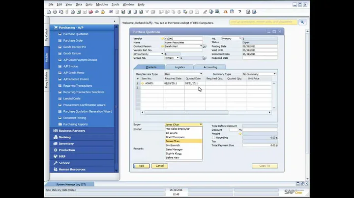 SAP Business One Purchasing Demo