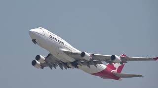 Qantas Boeing 747-438ER VH-OEJ LAX Takeoff 25R FINAL QANTAS 747 HEADS TO RETIREMENT