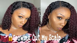 ?GROWING out My SCALP Most Natural Looking Hair Line | 99J Curly Wig ~AfSisterWig