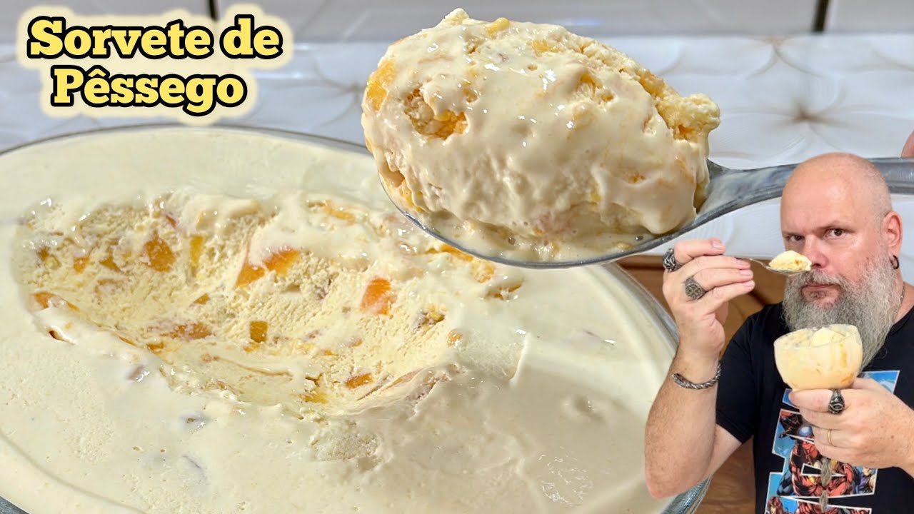 O SORVETE DE PÊSSEGO MAIS FÁCIL QUE VOCÊ VAI FAZER!
