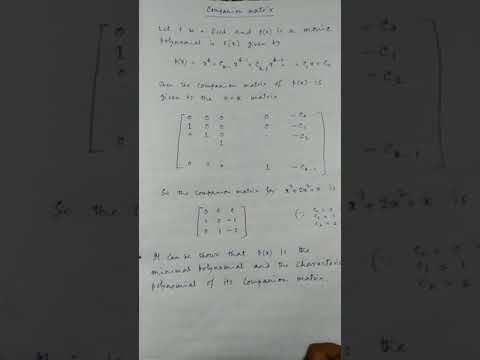 Companion Matrix part 1