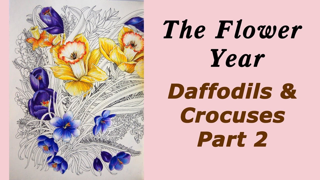 'Flower year' Daffodils and Crocuses. Part 2 / Coloring with Prismacolor pencils
