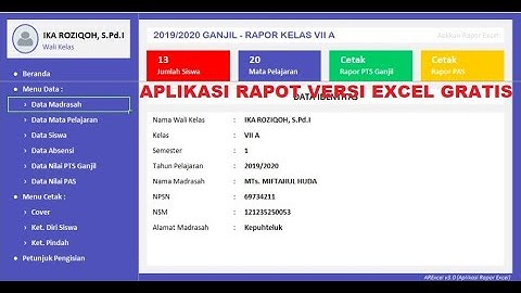 Tutorial Penggunaan Aplikasi Rapot Excel Jenjang MI, MTs dan MA Gratis