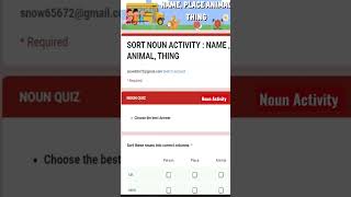 Google Form Quiz: Nouns Activity Using Checkbox Grid