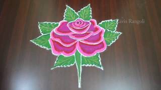 Rose Rangoli Designs | 5x3 Dots | Roja Kolam | Beautiful Flower Muggulu Designs