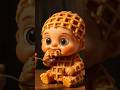 “Cute Golden Waffle Baby ASMR 🧇👶 | Ultra Realistic Kawaii Eating”