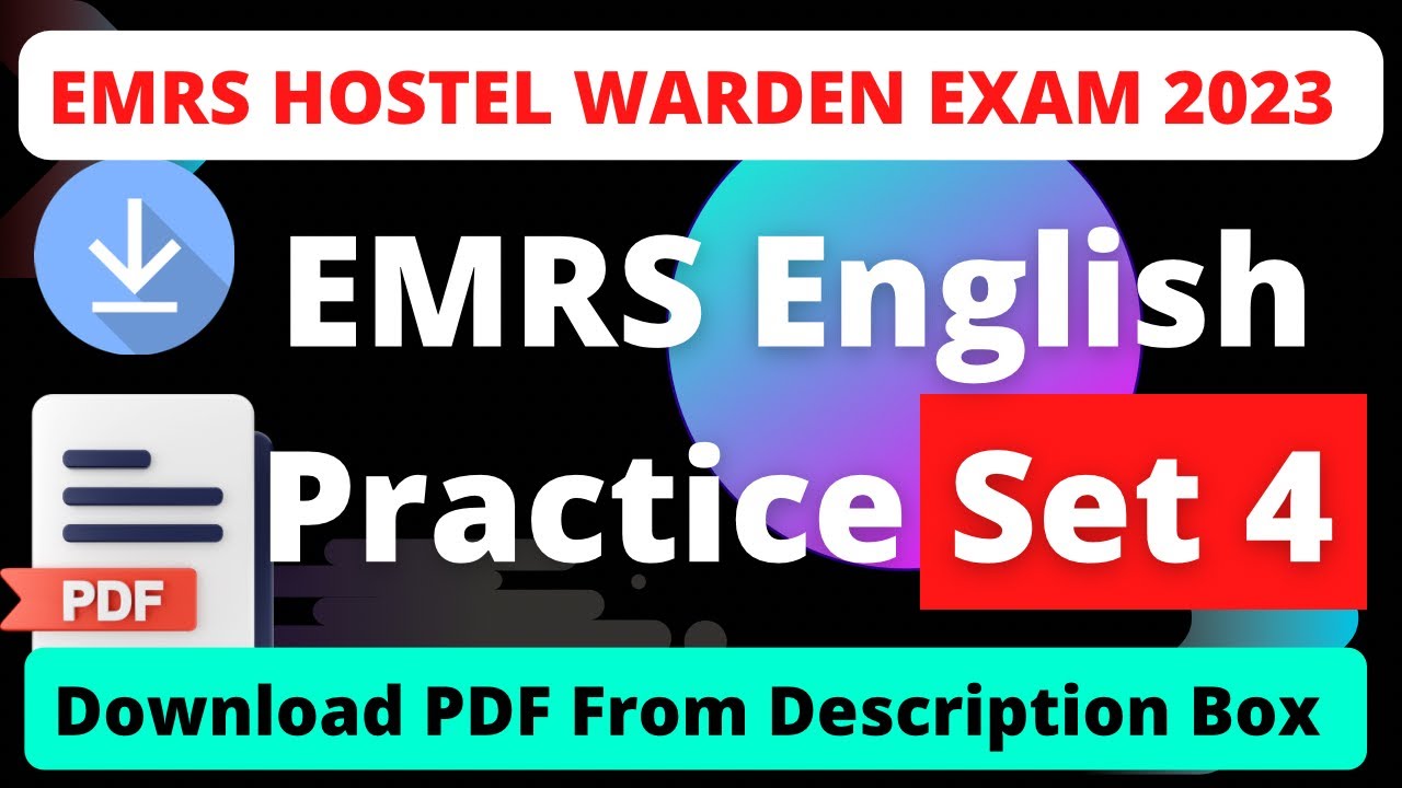 EMRS English Language Practice Set 🏻 EMRS Hostel Warden Exam English