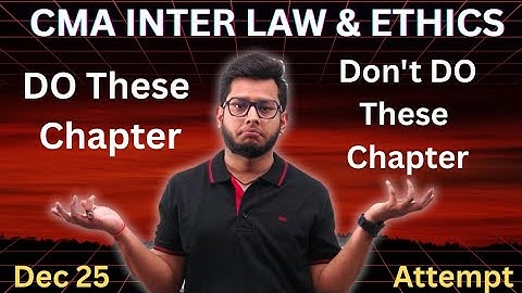 CMA INTER LAW & ETHICS || Early Startegy | Don
