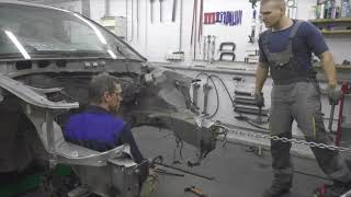 Лексус, первая попытка потянуть. Body repair after an accident.