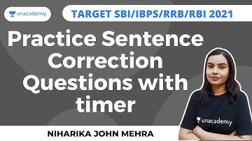 Practice Sentence Correction Questions with timer |IBPS/SBI/RBI/RRB||Niharika John Mehra