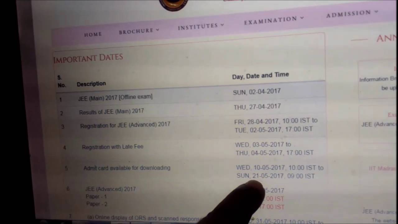 JEE Main -Advanced  2017 Important Dates Announced