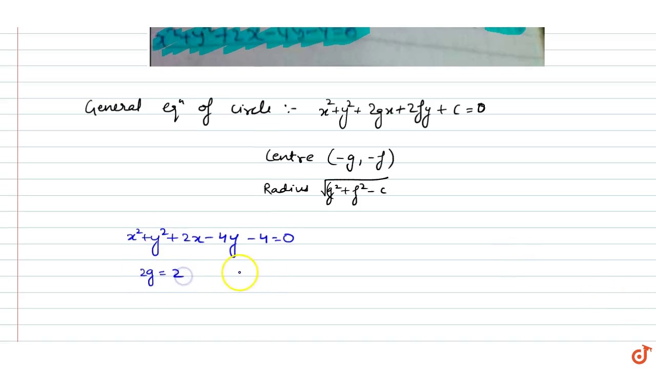 Find The Centre And Radius Of The Circle X 2 Y 2 2x 4y 4 0 Youtube