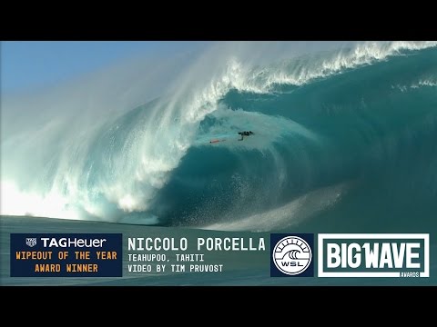 Niccolo Porcella at Teahupoo - 2016 TAG Heuer Wipeout Award Winner - WSL Big Wave Awards