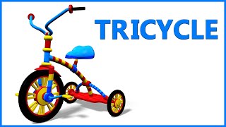 Tricycle 3D Cartoon Animation for Kids | Preschool Tricycle Ride On Videos for Children & Toddlers