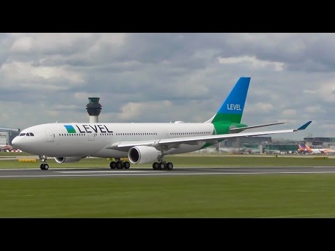 LEVEL A330-200 Spectacular Close Up Takeoff from Manchester Airport!