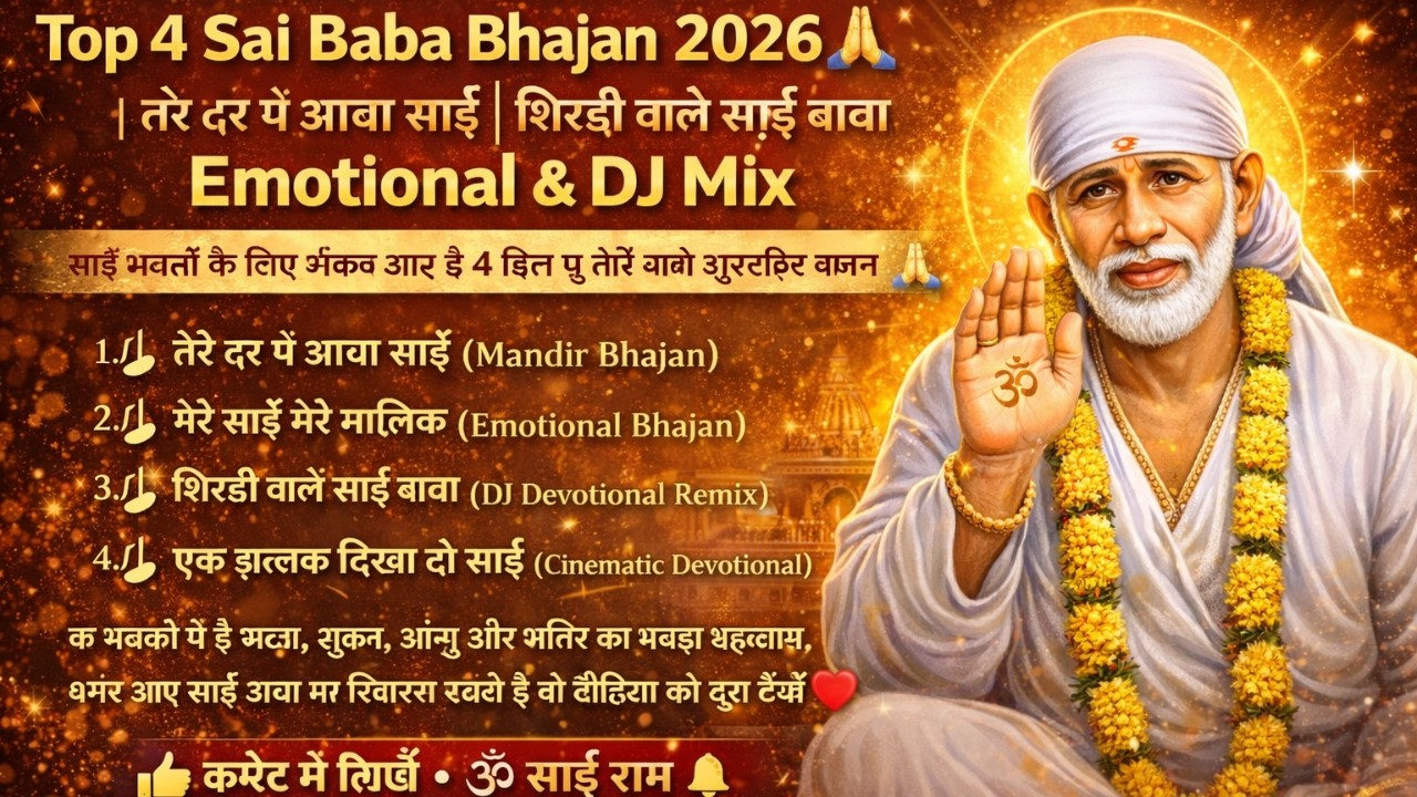 Top 4 Sai Baba Bhajan 2026 🙏 | तेरे दर पे आया साईं | शिरडी वाले साईं बाबा | Emotional & DJ Mix