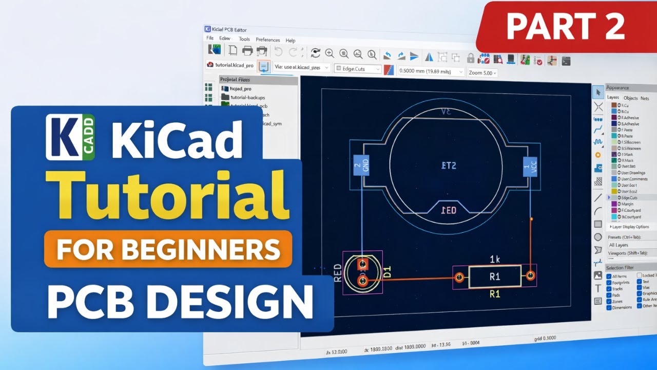 KiCad Tutorial Part 2 | PCB Editor Complete Beginner Guide 