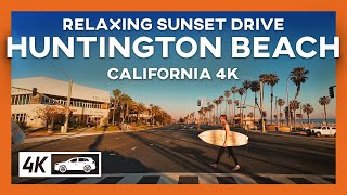 Relaxing Sunset Drive: Huntington Beach California 4K