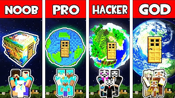 Minecraft - NOOB vs PRO vs HACKER vs GOD : FAMILY PLANET BLOCK HOUSE in Minecraft Animation