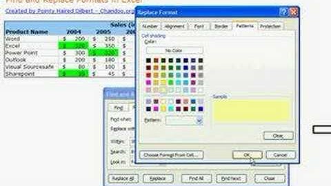 change cell formats using find / replace in ms excel