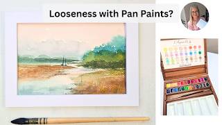 Pretty Riverbank Landscape in Watercolor | Can Pan Paints Be Looser Than Tubes? screenshot 2