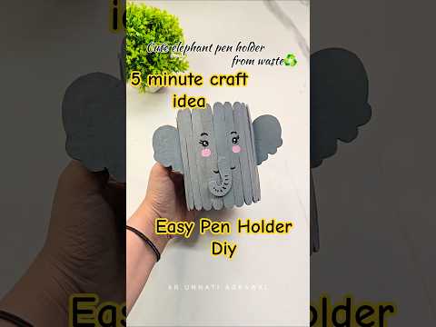 Cute Elephant Pen Holder From Waste Tape Roll 🐘#diy #penholder #deskorganiser #5minutecraft #shorts